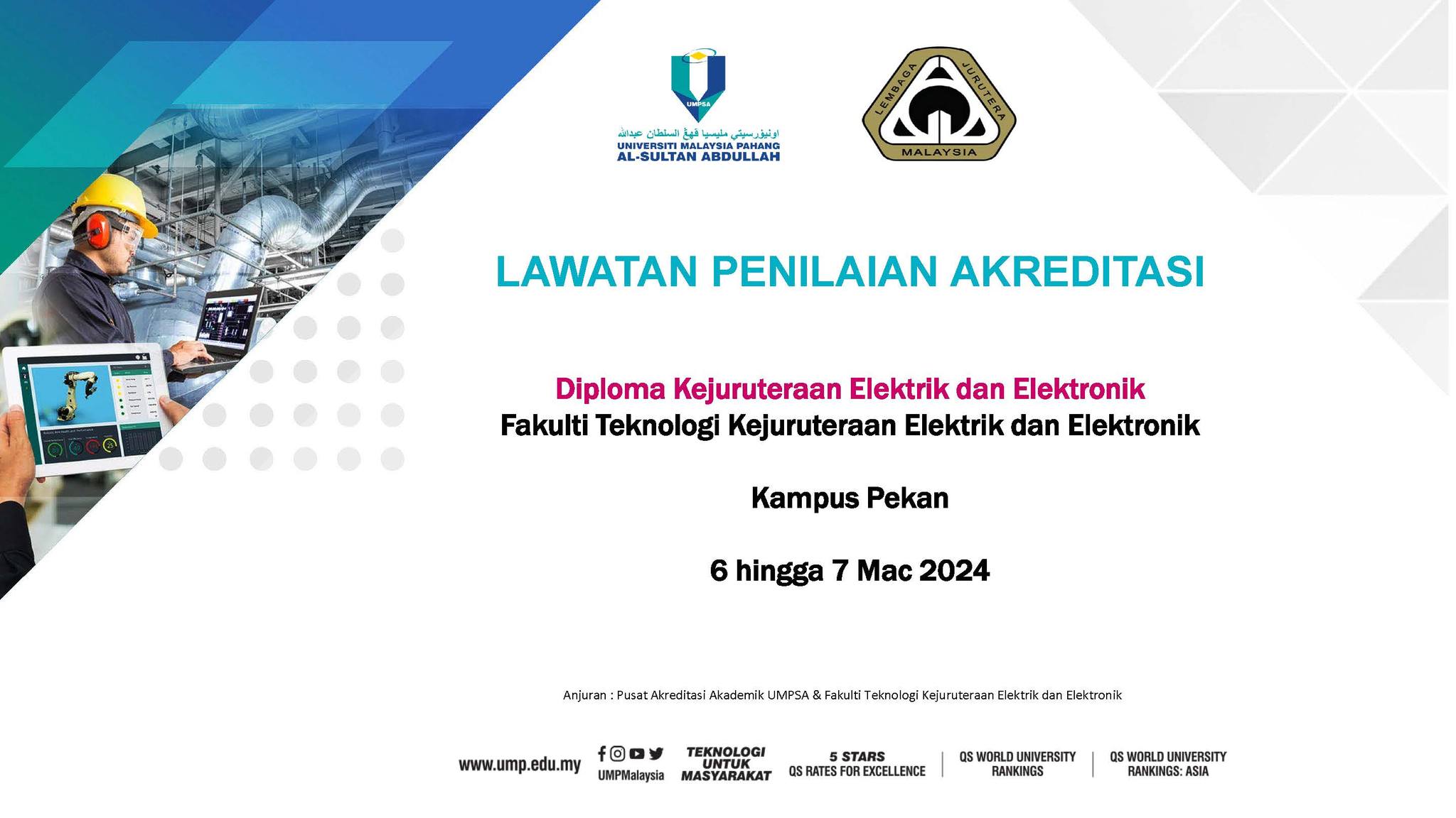 Lawatan Penilaian Akreditasi bagi Program Diploma Kejuruteraan Elektrik dan Elektronik FTKEE UMPSA